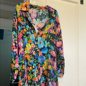 Johnny Was Multicolor Floral Swim Coverup